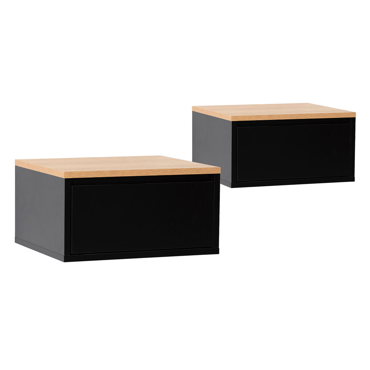 Vs Venta-Stock Conjunto 2 Mesas De Cabeceira Flutuantes Desi 1 Gaveta Em /Carvalho Preto