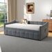 Sofá cama veludo: extensível, mecanismo hidráulico Sofá cama veludo: extensível, mecanismo hidráulico Cinza