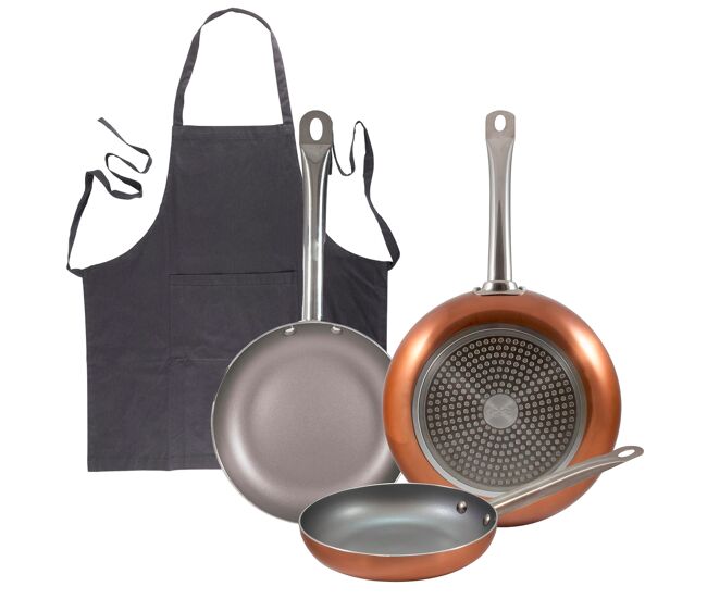 Set de frigideiras san ignacio de 3 peças + avental