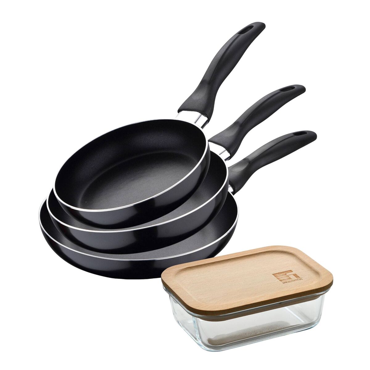 Set de frigideiras san ignacio de 3 peças + recipiente hermético