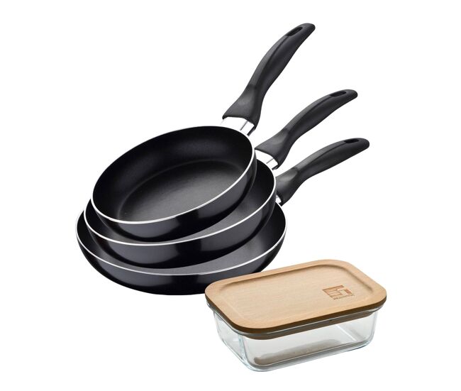 Set de frigideiras san ignacio de 3 peças + recipiente hermético