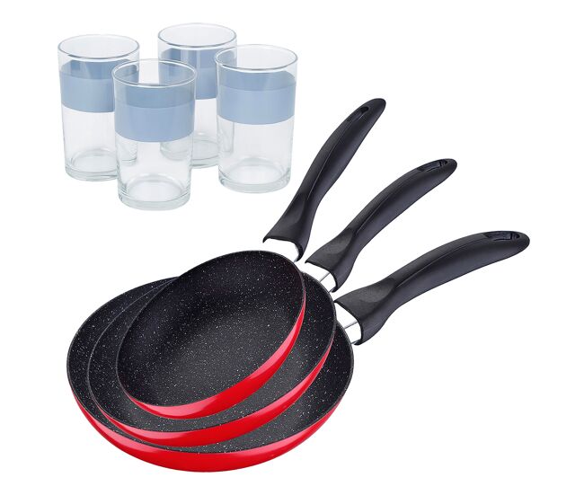 Set de frigideiras san ignacio com 3 peças + 4 copos