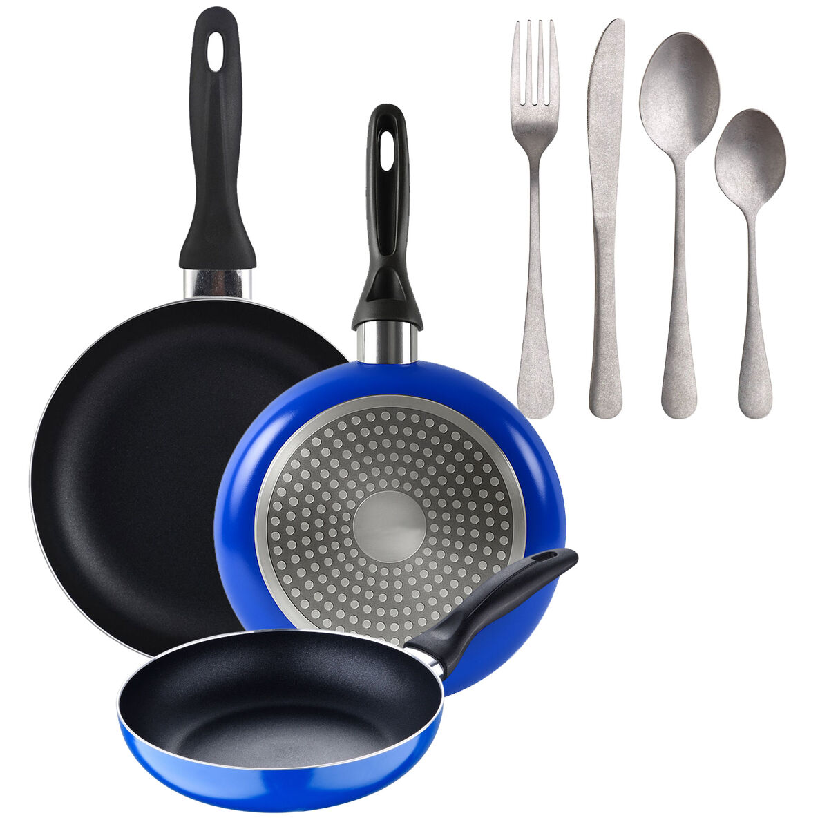 Set de frigideiras san ignacio com 3 peças + 16 talheres