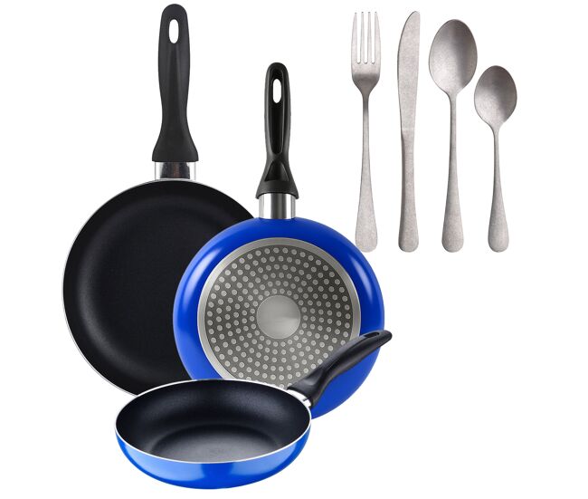 Set de frigideiras san ignacio com 3 peças + 16 talheres