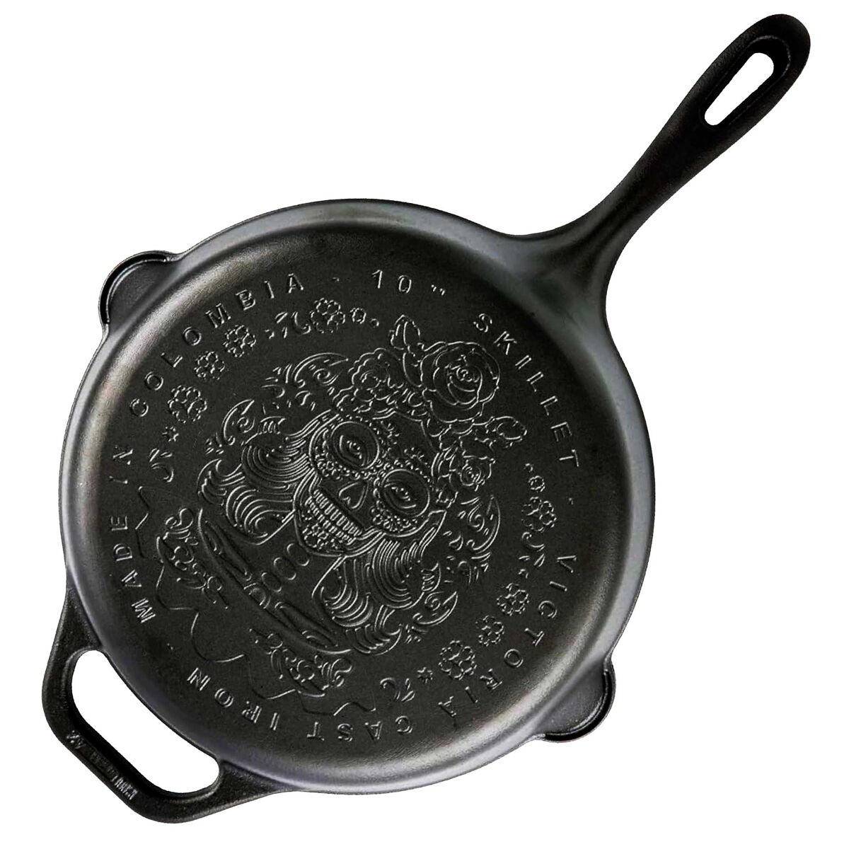Frigideira de ferro fundido curado 25 cm day of the dead la catrina adequada para indução, fogo, churrasqueira, forno, sks34603