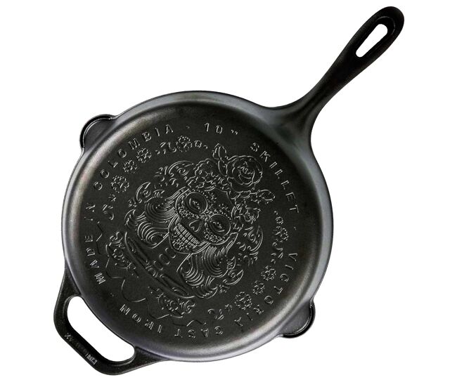 Frigideira de ferro fundido curado 25 cm day of the dead la catrina adequada para indução, fogo, churrasqueira, forno, sks34603