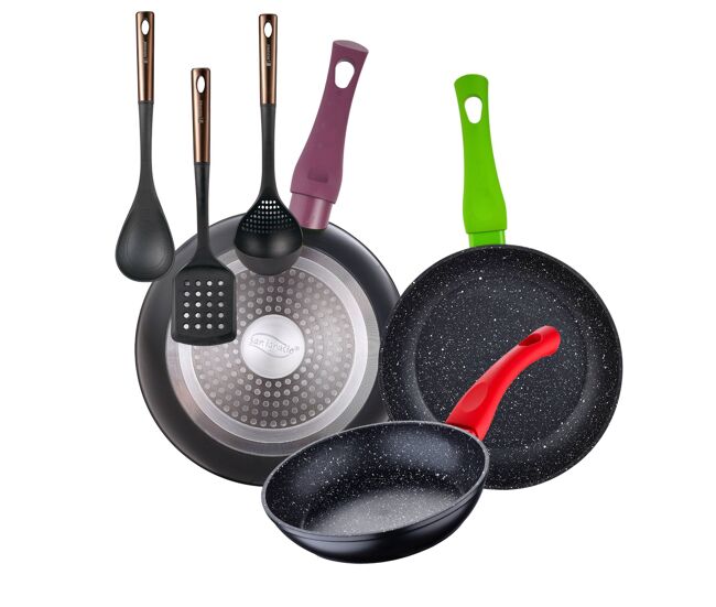 Set de frigideiras san ignacio de 3 peças + set de utensílios
