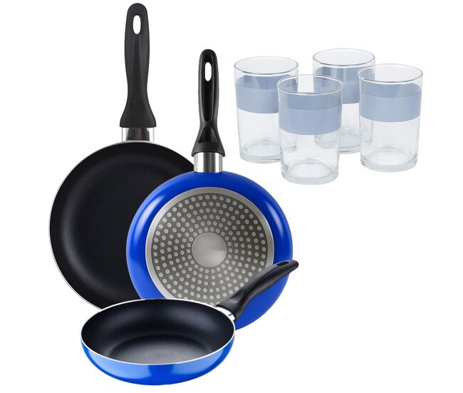 Set de 3 frigideiras san ignacio + set de 4 copos
