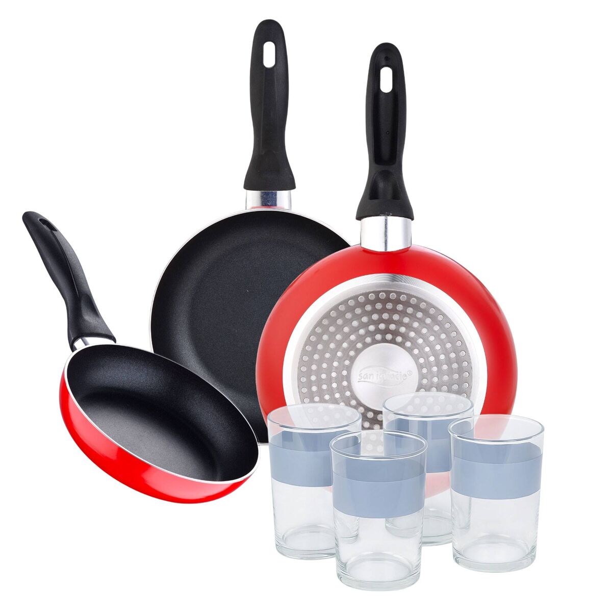 Set de frigideiras san ignacio de 3 peças + set de xícaras