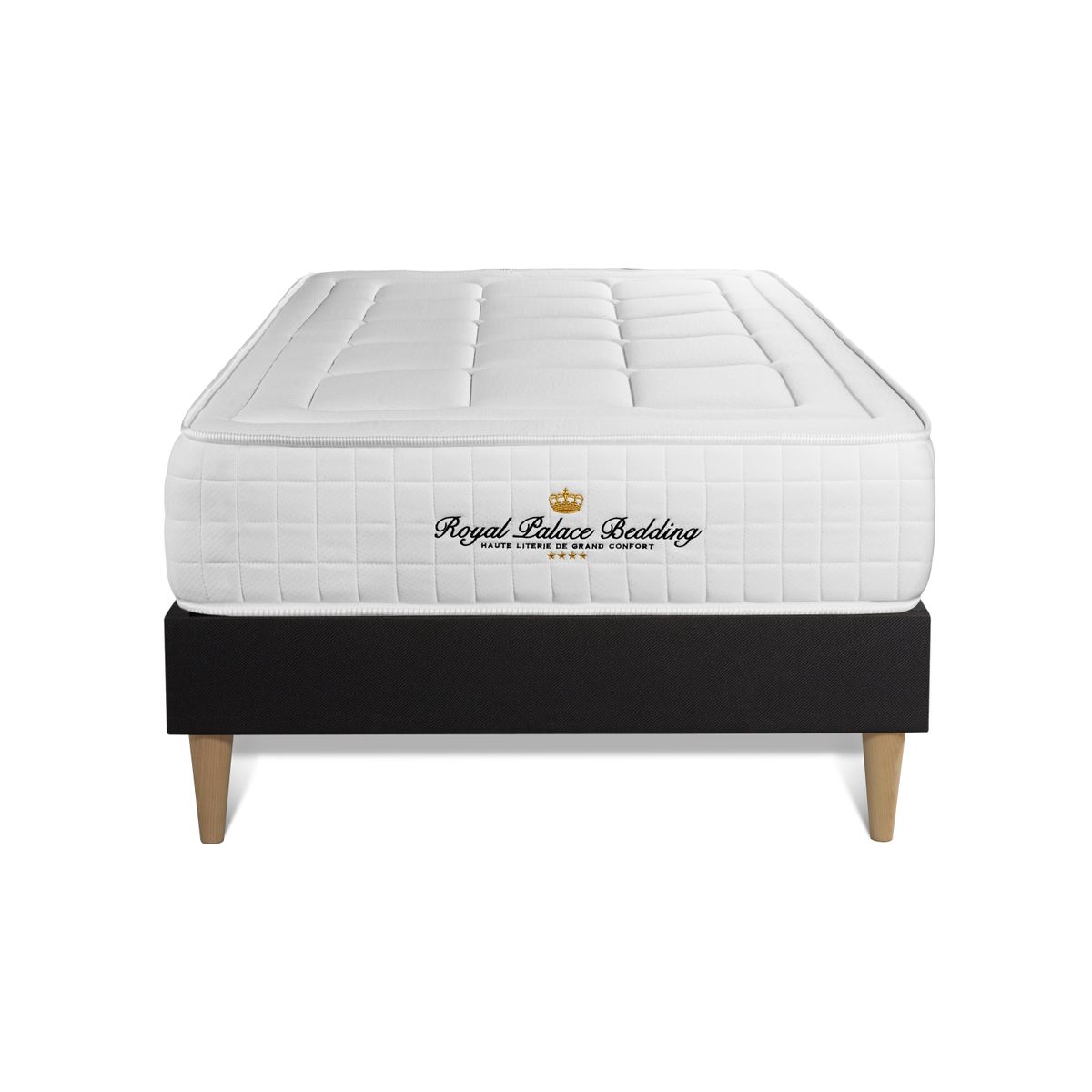 Conjunto de estrado preto + colchão royal palace bedding balmoral (90x200 cm - espuma viscoelástica- altura: 24 cm)