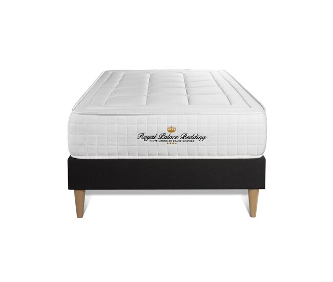 Conjunto de estrado preto + colchão royal palace bedding balmoral (90x200 cm - espuma viscoelástica- altura: 24 cm)