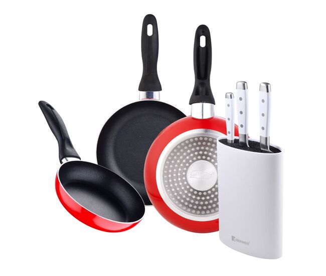 Set de frigideiras san ignacio de 3 peças + set de facas + tacoma
