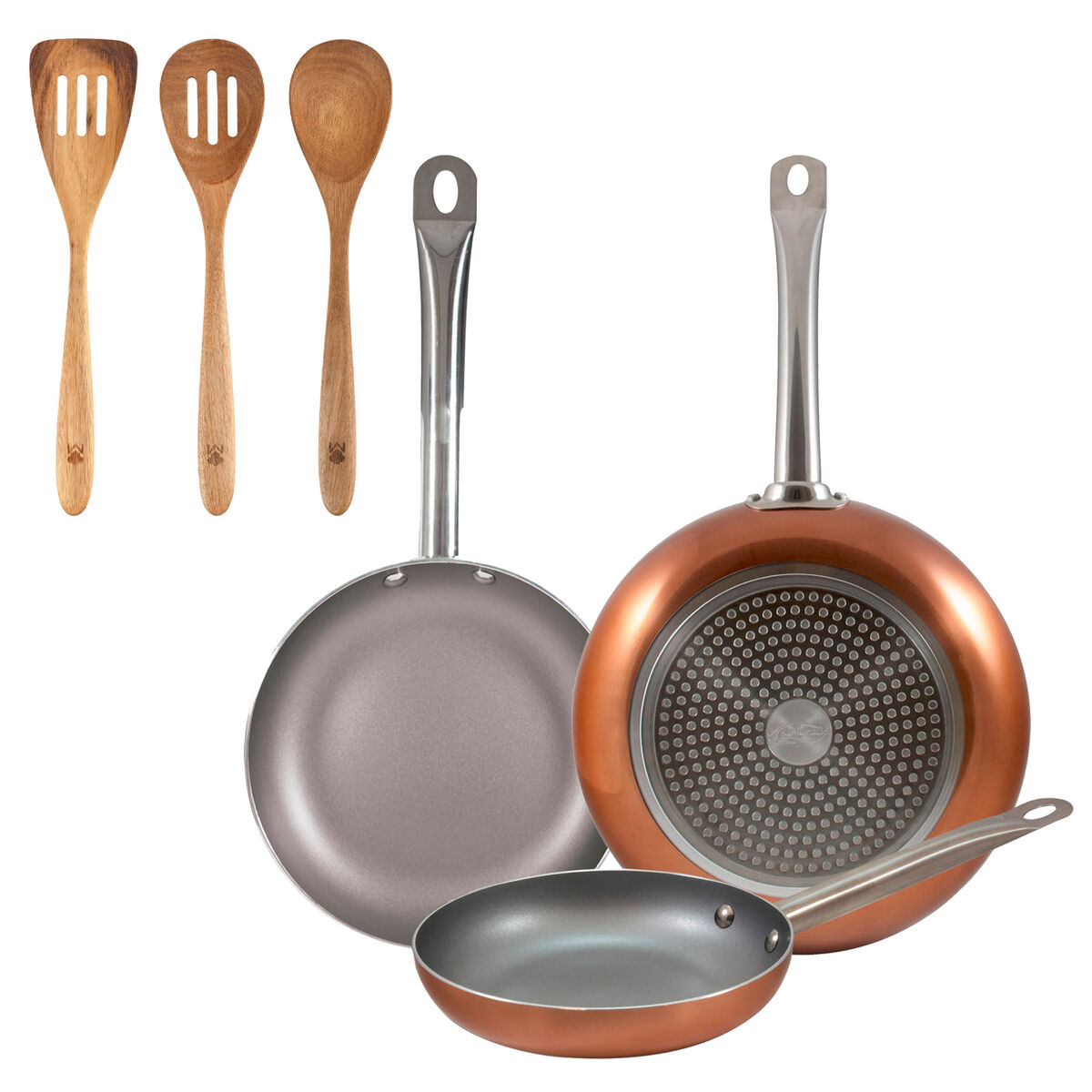Set de frigideiras san ignacio de 3 peças + set de utensílios