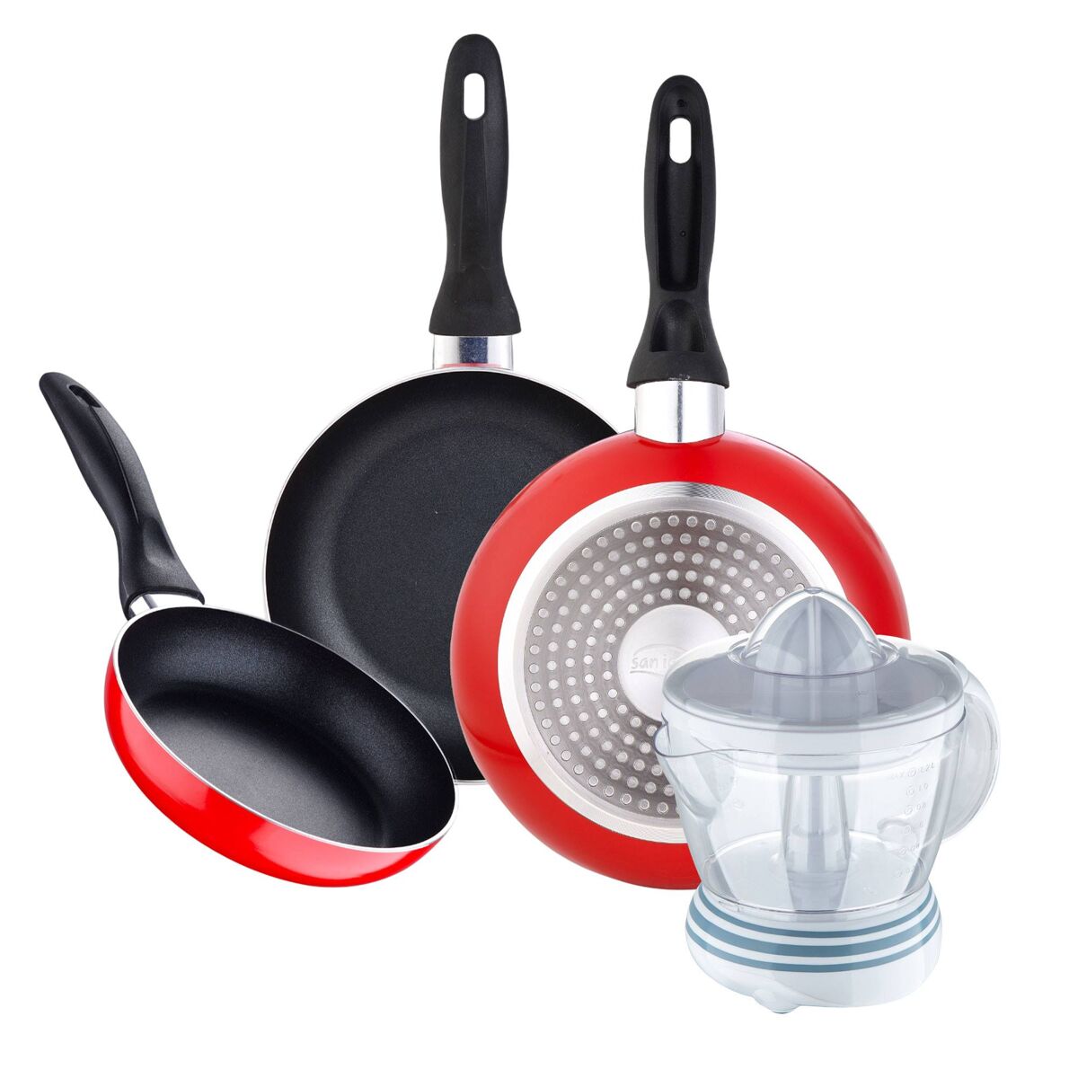 Set de frigideiras san ignacio de 3 peças + espremedor de frutas