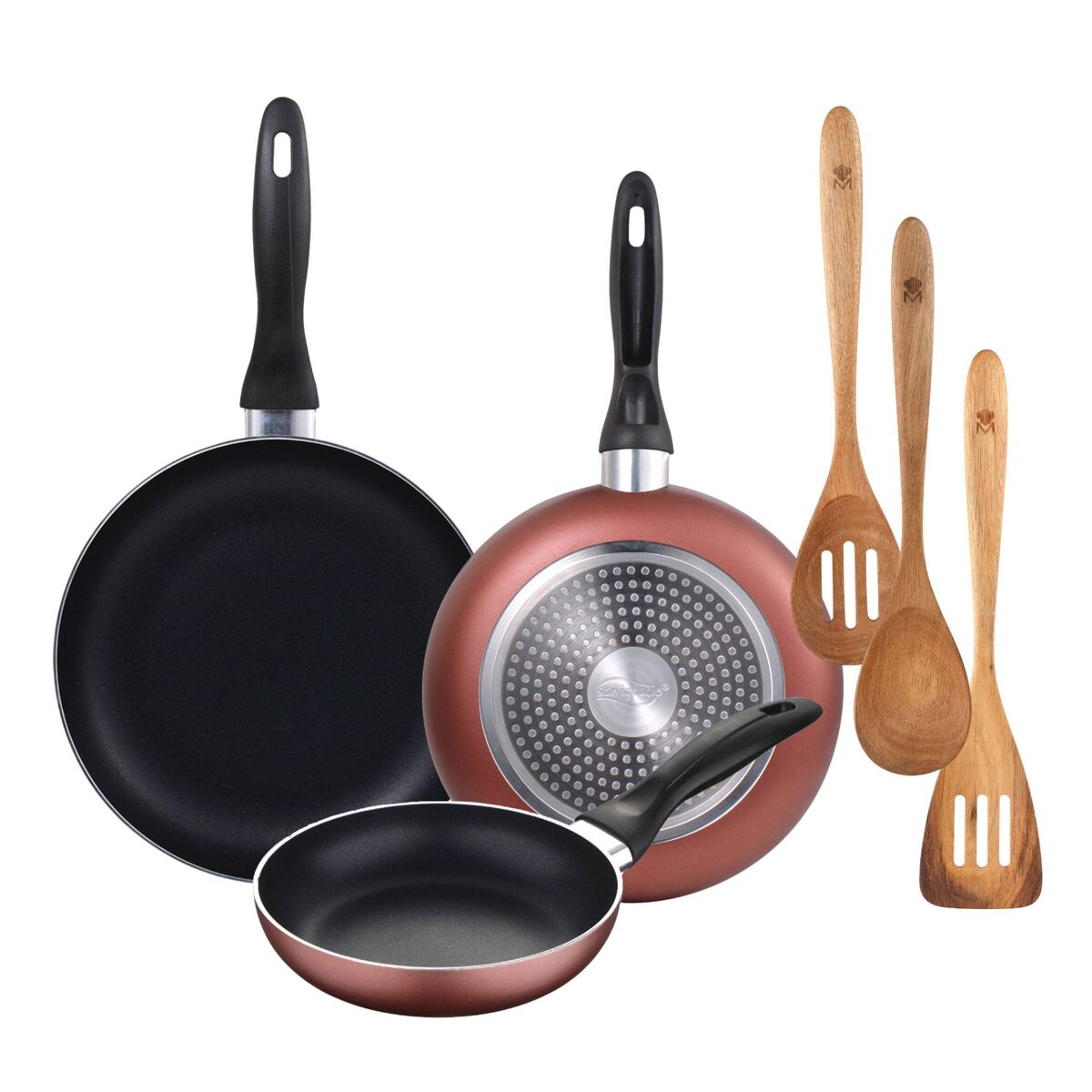 Set de frigideiras san ignacio de 3 peças + set de utensílios