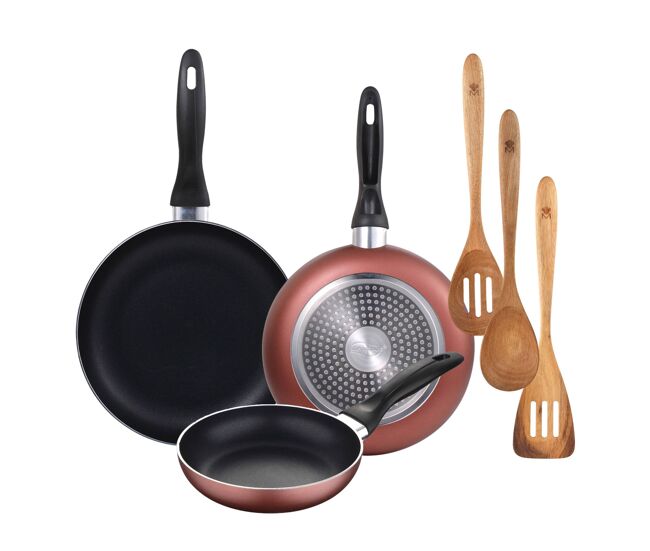 Set de frigideiras san ignacio de 3 peças + set de utensílios