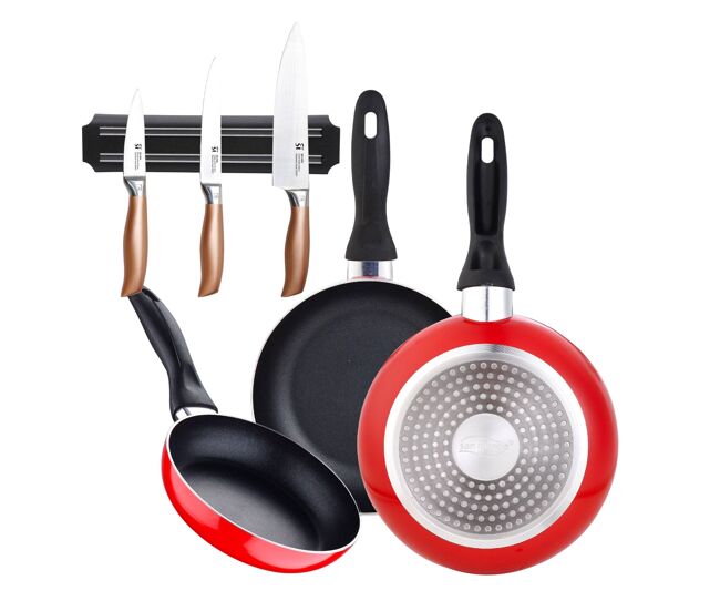 Set de frigideiras san ignacio de 3 peças + set de facas