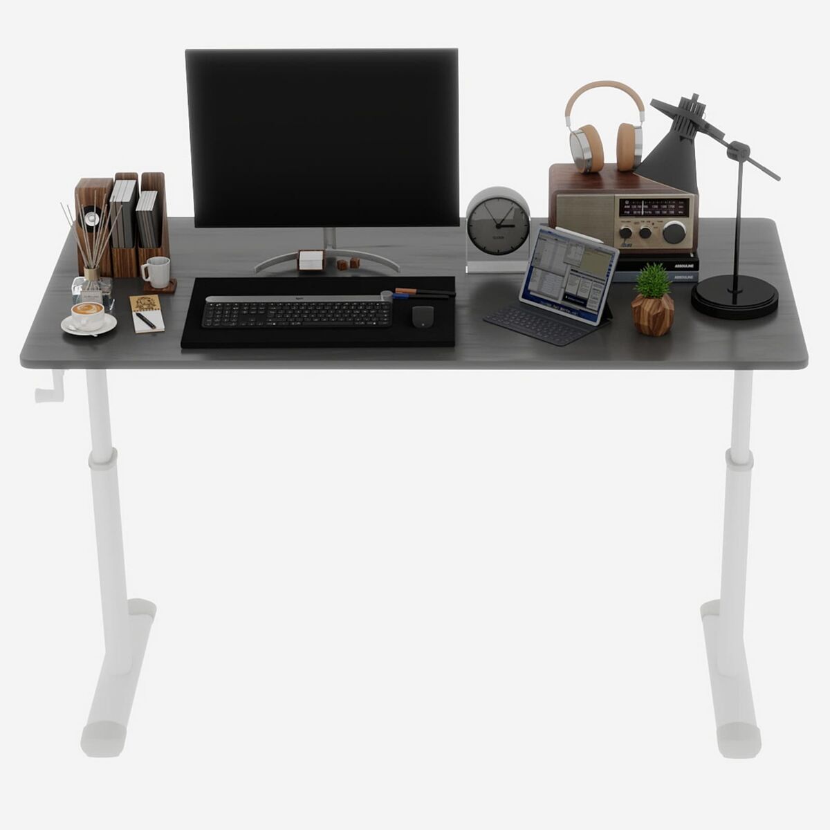 Secretária ajustável 100x60 cm - multiusos, altura regulável, compacta - cinza