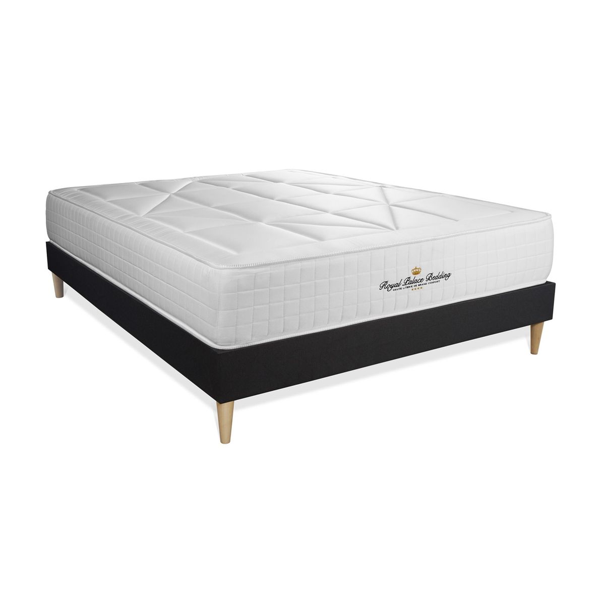 Conjunto de estrado preto + colchão royal palace bedding windsor (135x220 cm - viscoelástica y molas ensacadas- altura: 26 cm)