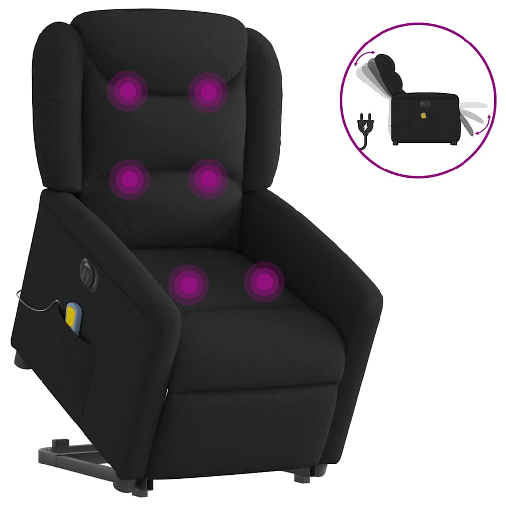 Poltrona elétrica elevatória massagens - poltrona relax tecido preto