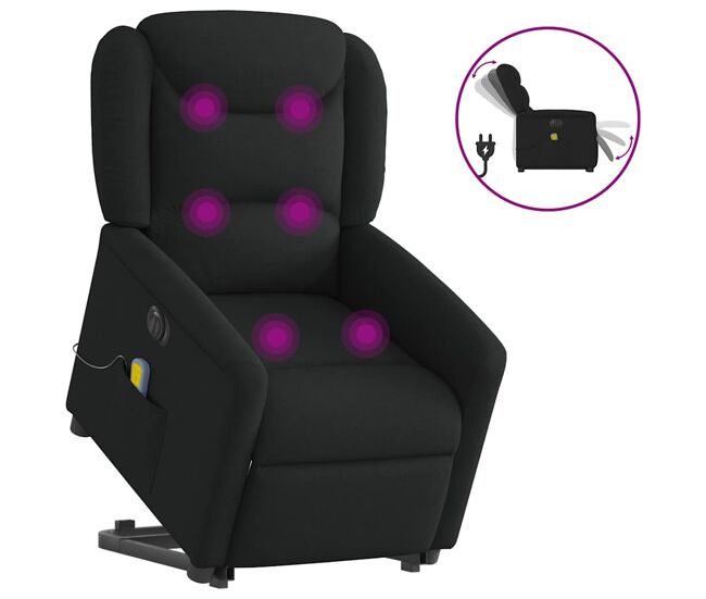 Poltrona elétrica elevatória massagens - poltrona relax tecido preto