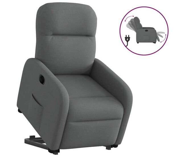 Poltrona reclinável - poltrona relax elétrica tecido cinzento-escuro