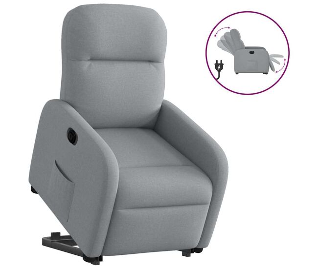 Poltrona reclinável - poltrona relax elétrica tecido cinzento-claro