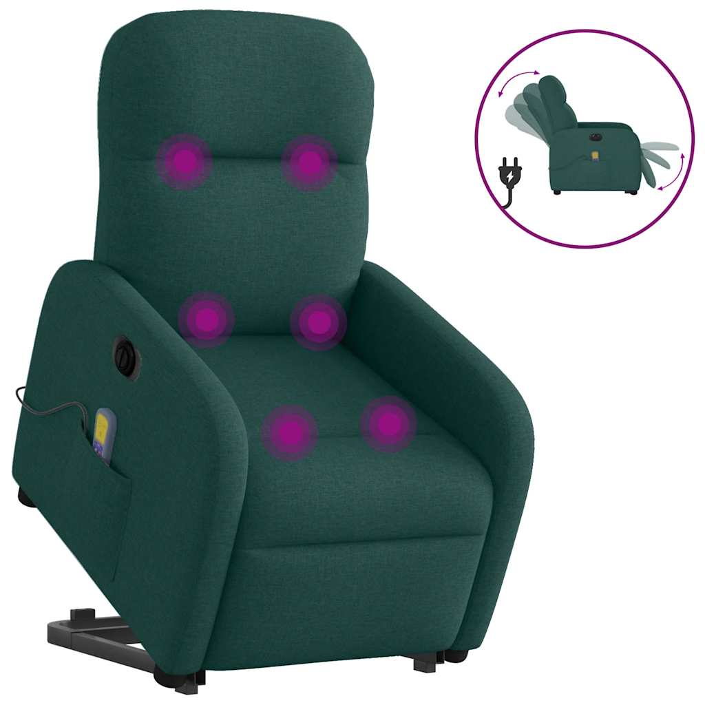 Poltrona elétrica massagens - poltrona relax tecido verde-escuro