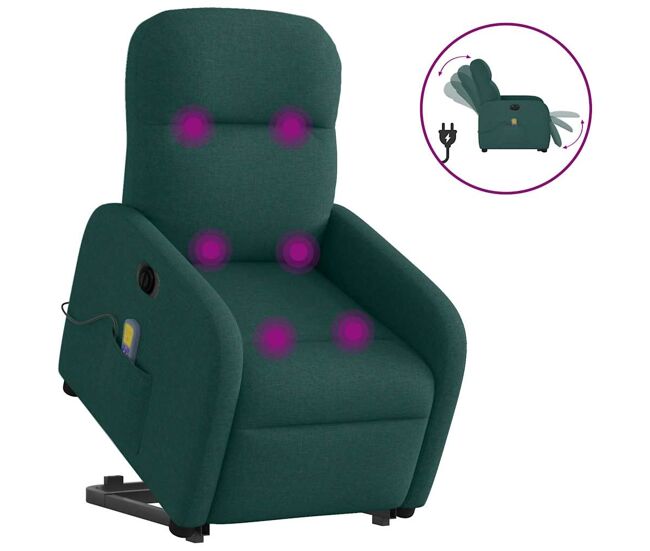 Poltrona elétrica massagens - poltrona relax tecido verde-escuro