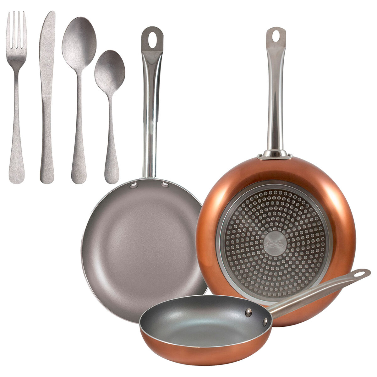 Set de frigideiras san ignacio com 3 peças + 16 talheres