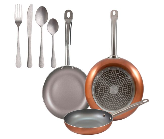 Set de frigideiras san ignacio com 3 peças + 16 talheres