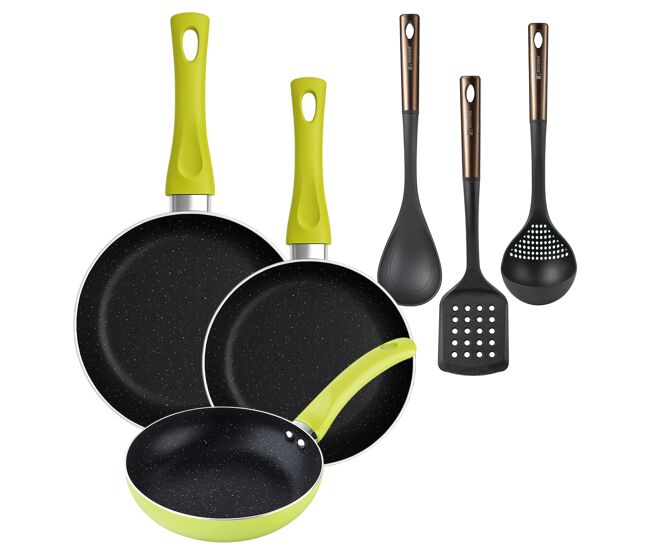 Set de frigideiras san ignacio de 3 peças + set de utensílios