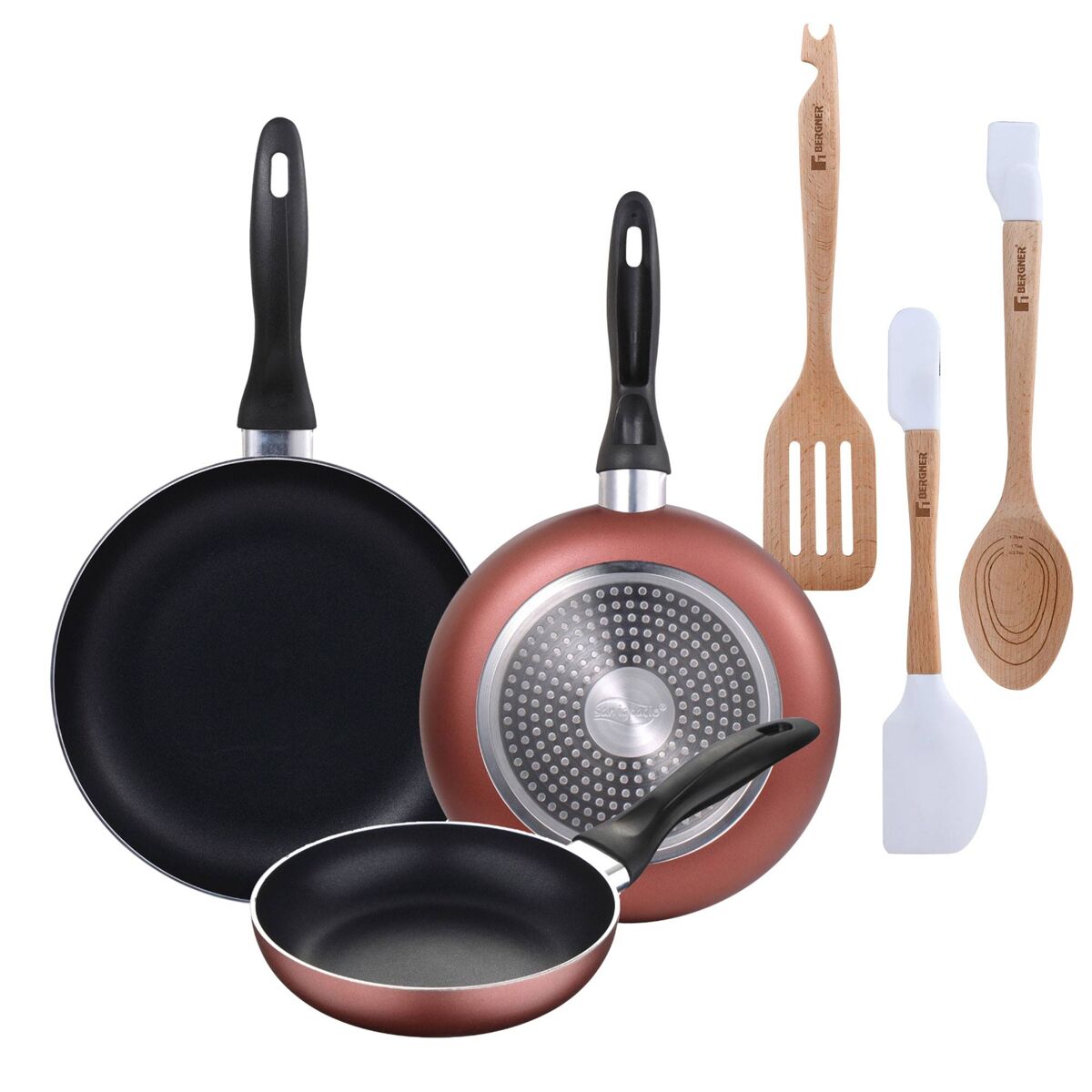Set de frigideiras San Ignacio de 3 peças + Set de utensílios