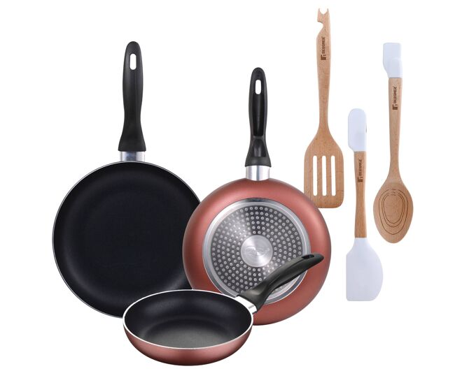 Set de frigideiras san ignacio de 3 peças + set de utensílios
