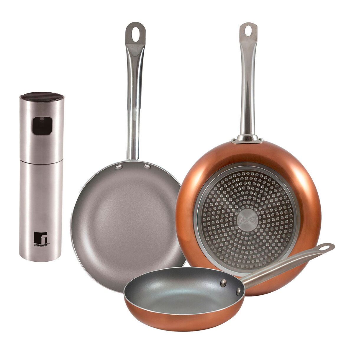 Set de frigideiras san ignacio de 3 peças + borrifador