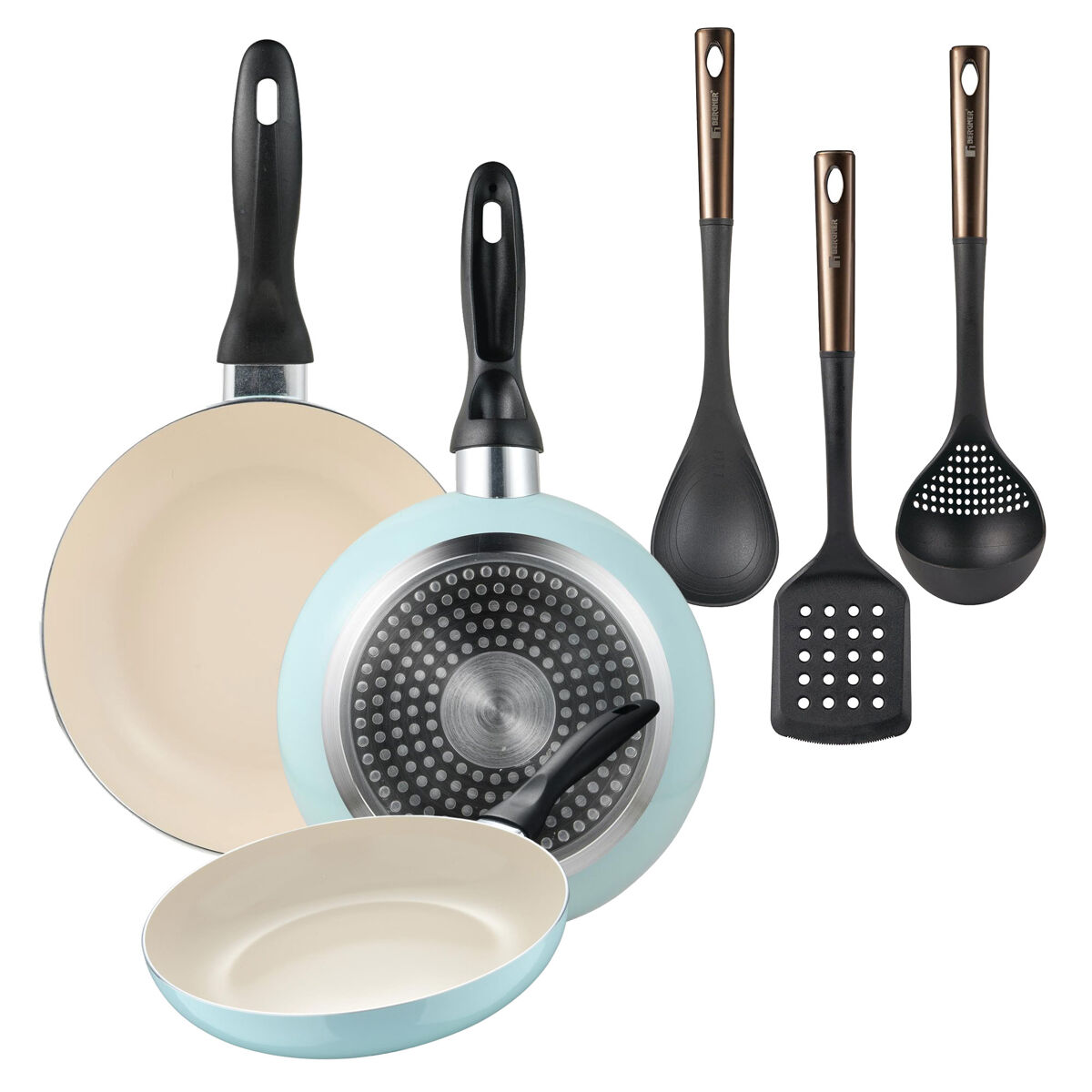 Set de frigideiras san ignacio de 3 peças + set de utensílios