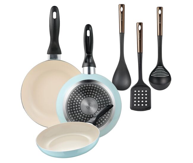 Set de frigideiras san ignacio de 3 peças + set de utensílios