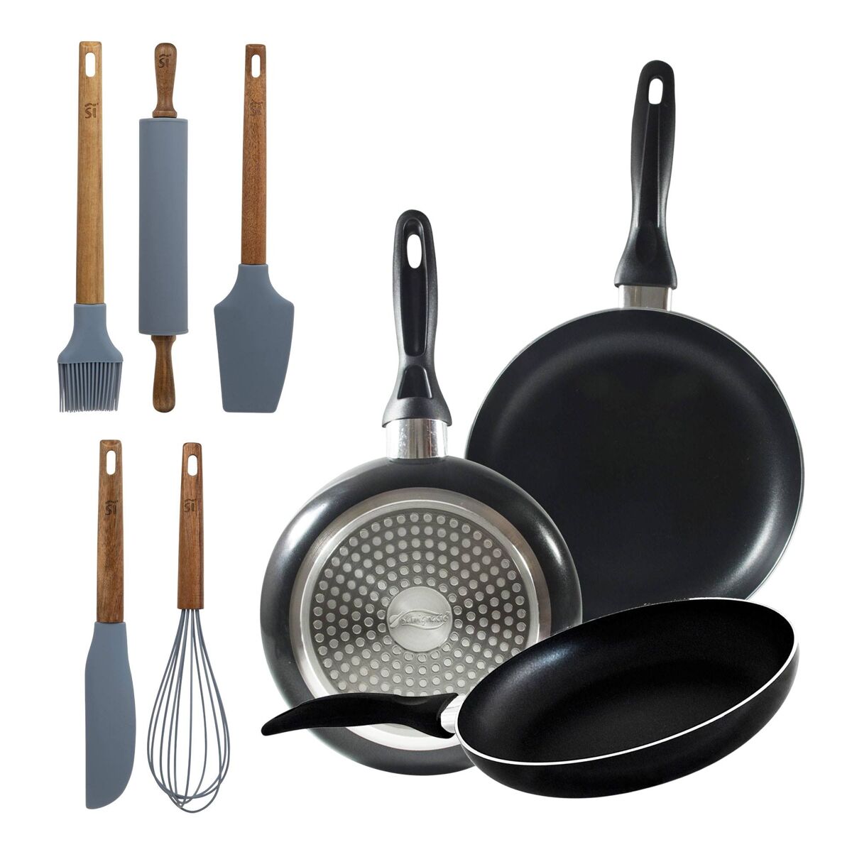 Set de frigideiras san ignacio com 3 peças + set de utensílios