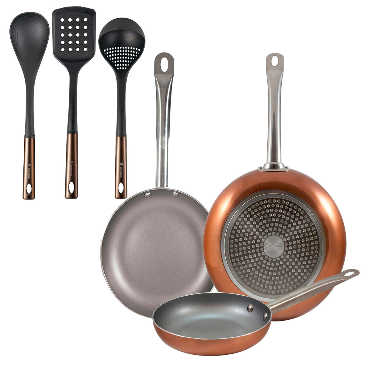 Set de frigideiras san ignacio de 3 peças + set de utensílios