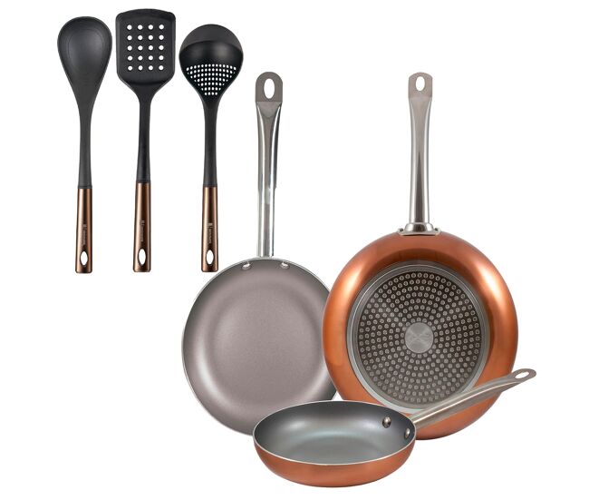 Set de frigideiras san ignacio de 3 peças + set de utensílios