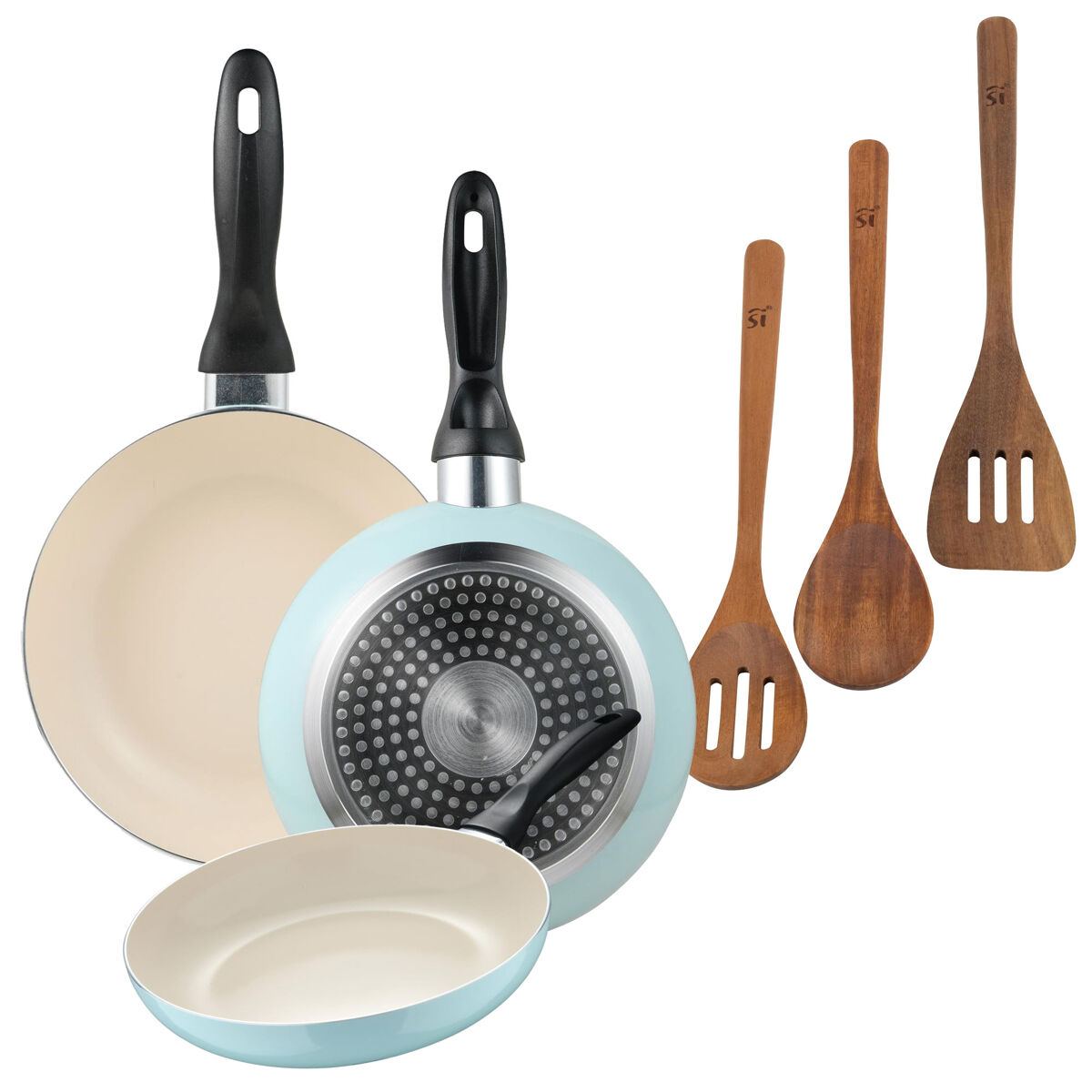 Set de frigideiras san ignacio de 3 peças + set de utensílios