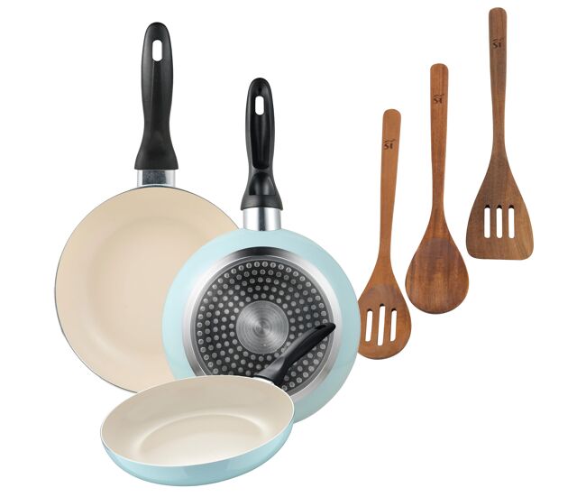Set de frigideiras san ignacio de 3 peças + set de utensílios