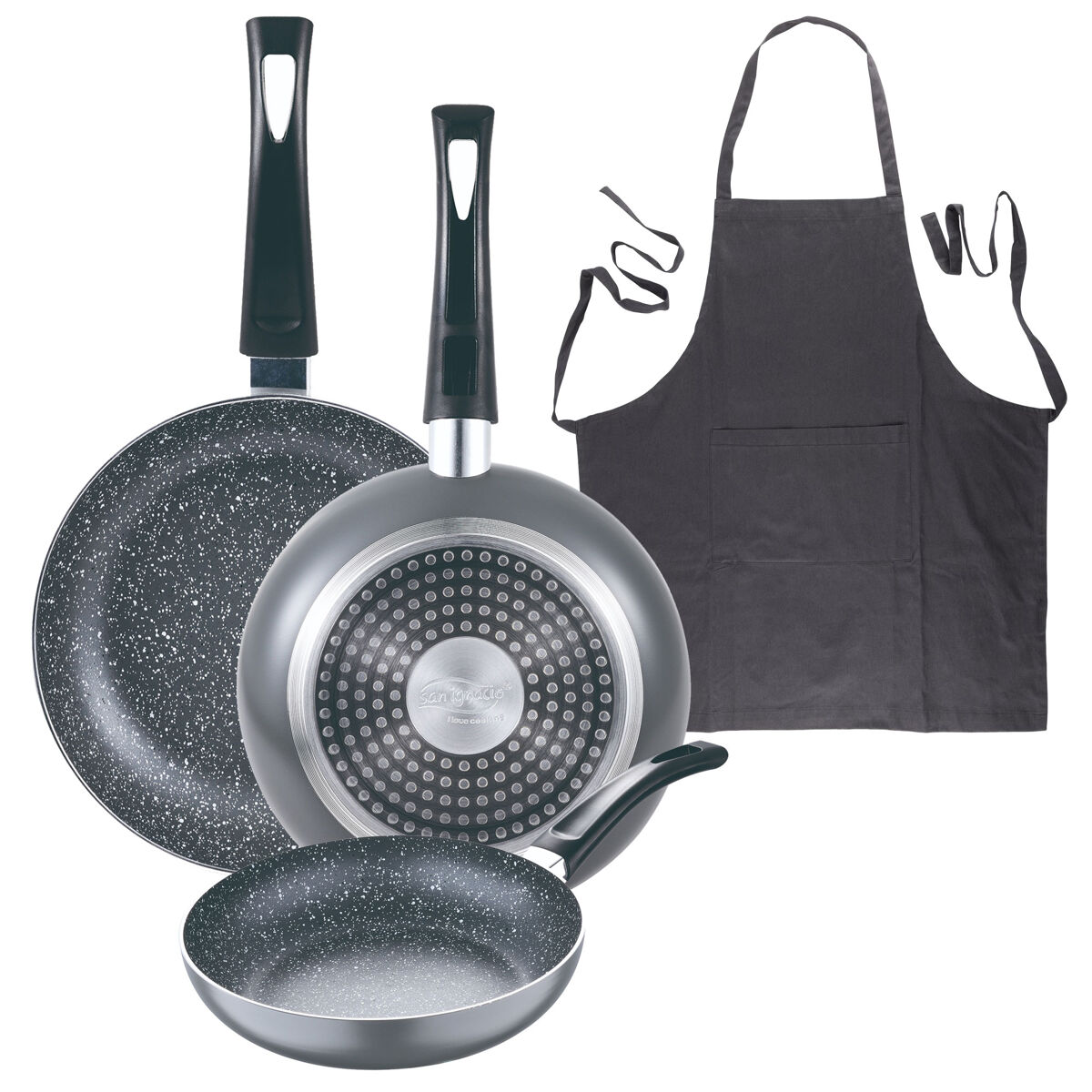 Set de frigideiras san ignacio de 3 peças + avental