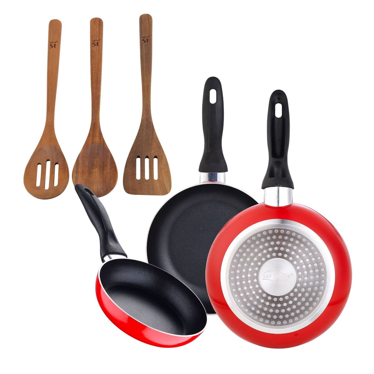 Set de frigideiras san ignacio de 3 peças + set de utensílios