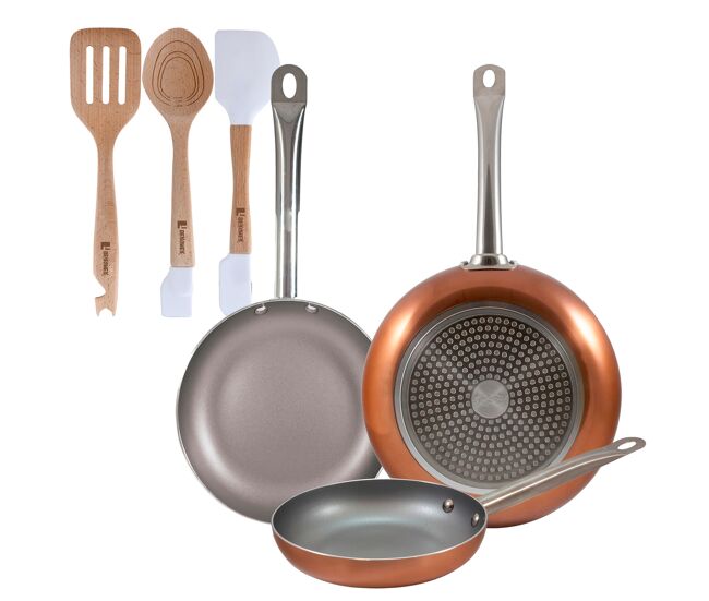 Set de frigideiras san ignacio de 3 peças + set de utensílios