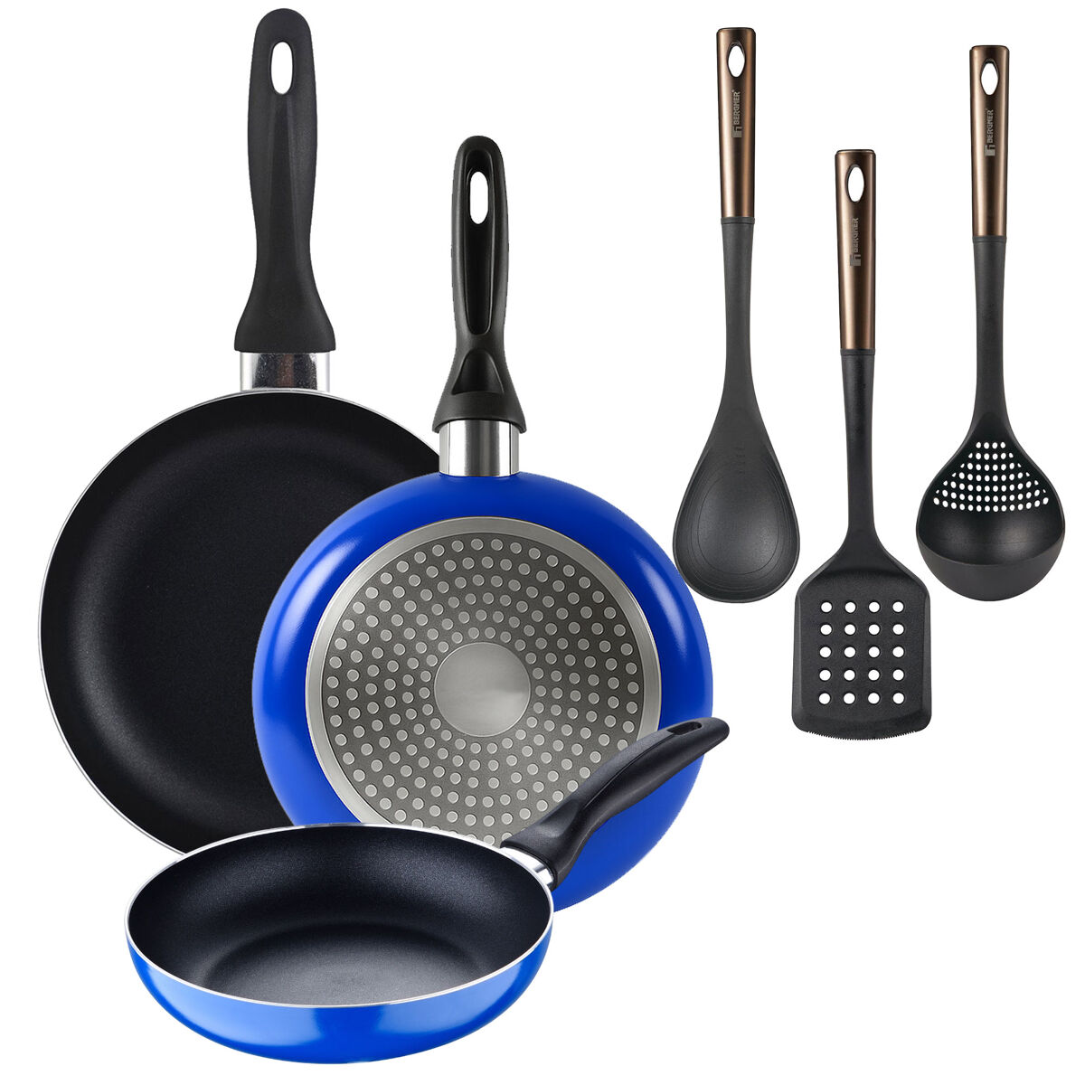 Set de frigideiras san ignacio de 3 peças + set de utensílios