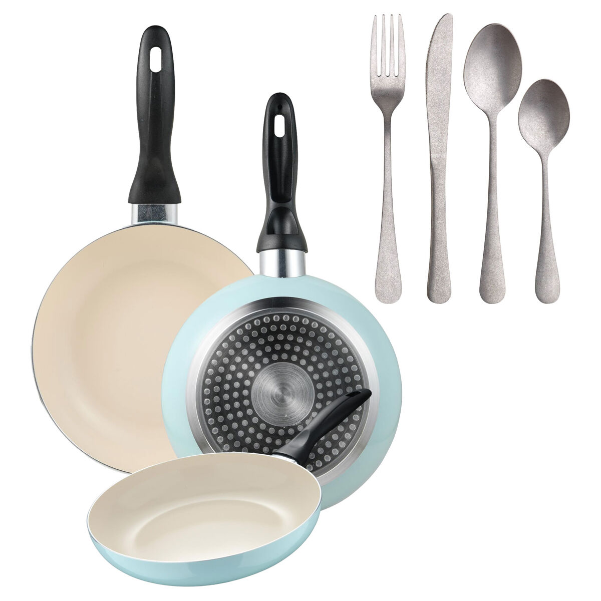 Set de frigideiras san ignacio com 3 peças + 16 talheres