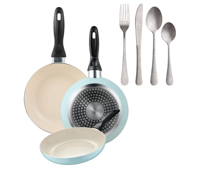 Set de frigideiras san ignacio com 3 peças + 16 talheres