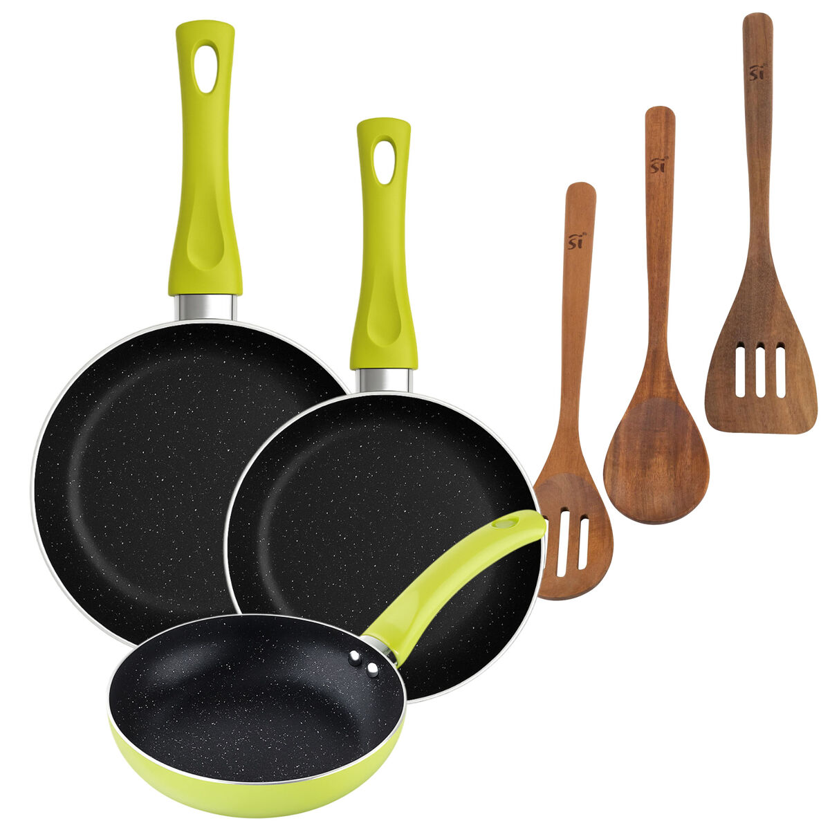 Set de frigideiras san ignacio de 3 peças + set de utensílios