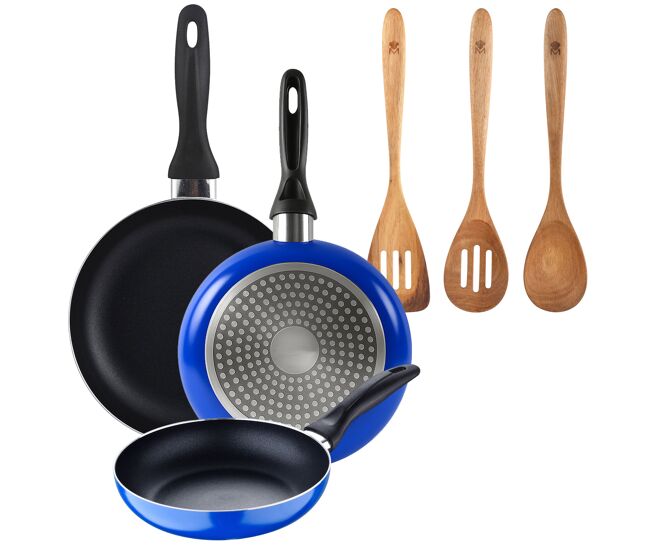 Set de frigideiras san ignacio de 3 peças + set de utensílios